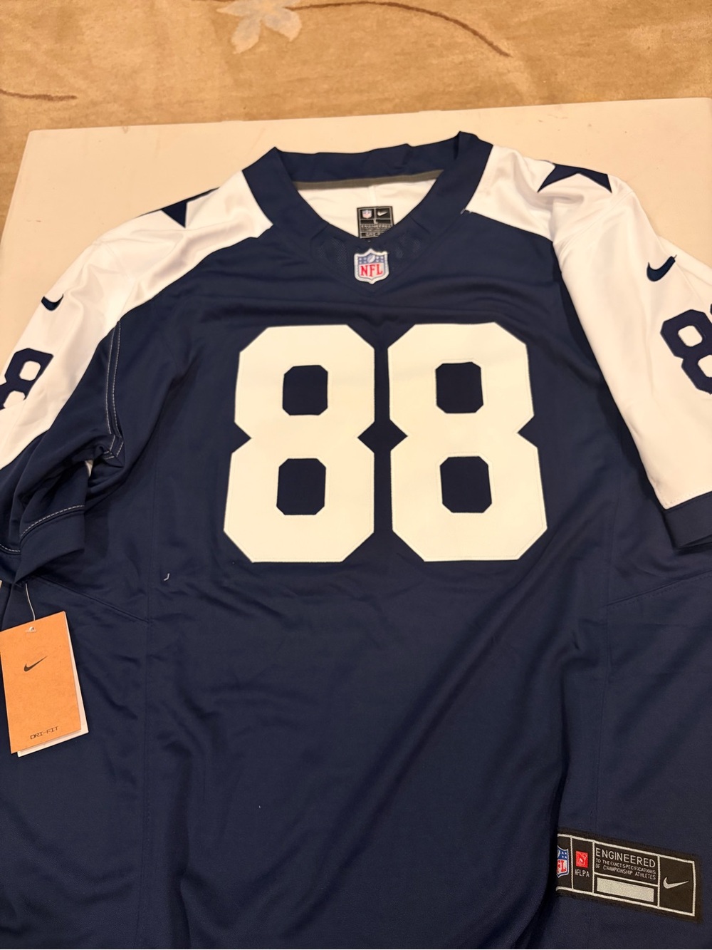 Nike Navy and White #88 Football Jersey - Men's